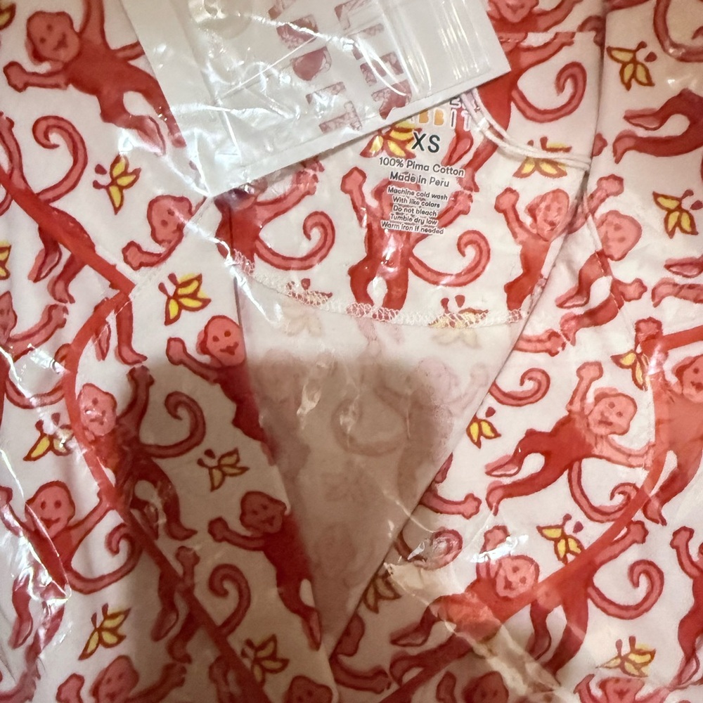 Roller Rabbit Red Monkey Print Pajamas